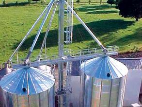 Perry of Oakley elevator filling multiple hopper bottom silos